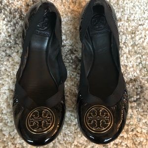 Tory Burch patten leather flats with gold detail